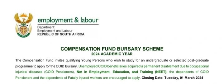 Compensation Fund Bursary Scheme 2024 For South Africans